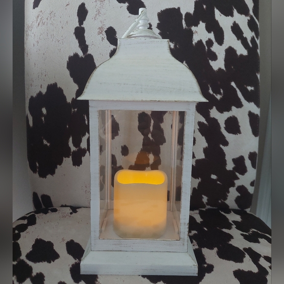 White Lantern with LED Candle - Picture 4 of 8